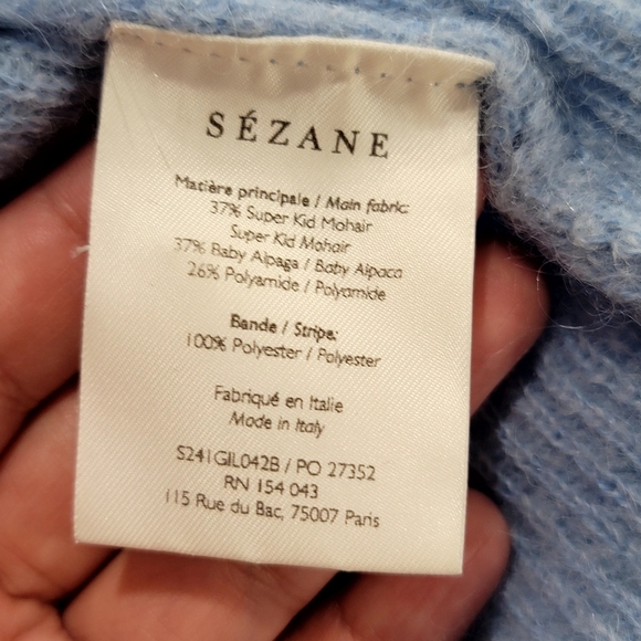 ​Sézane Barry Jumper Light Blue Cardigan French Girl Quiet Luxury Knit Soft Cozy - Picture 9 of 15